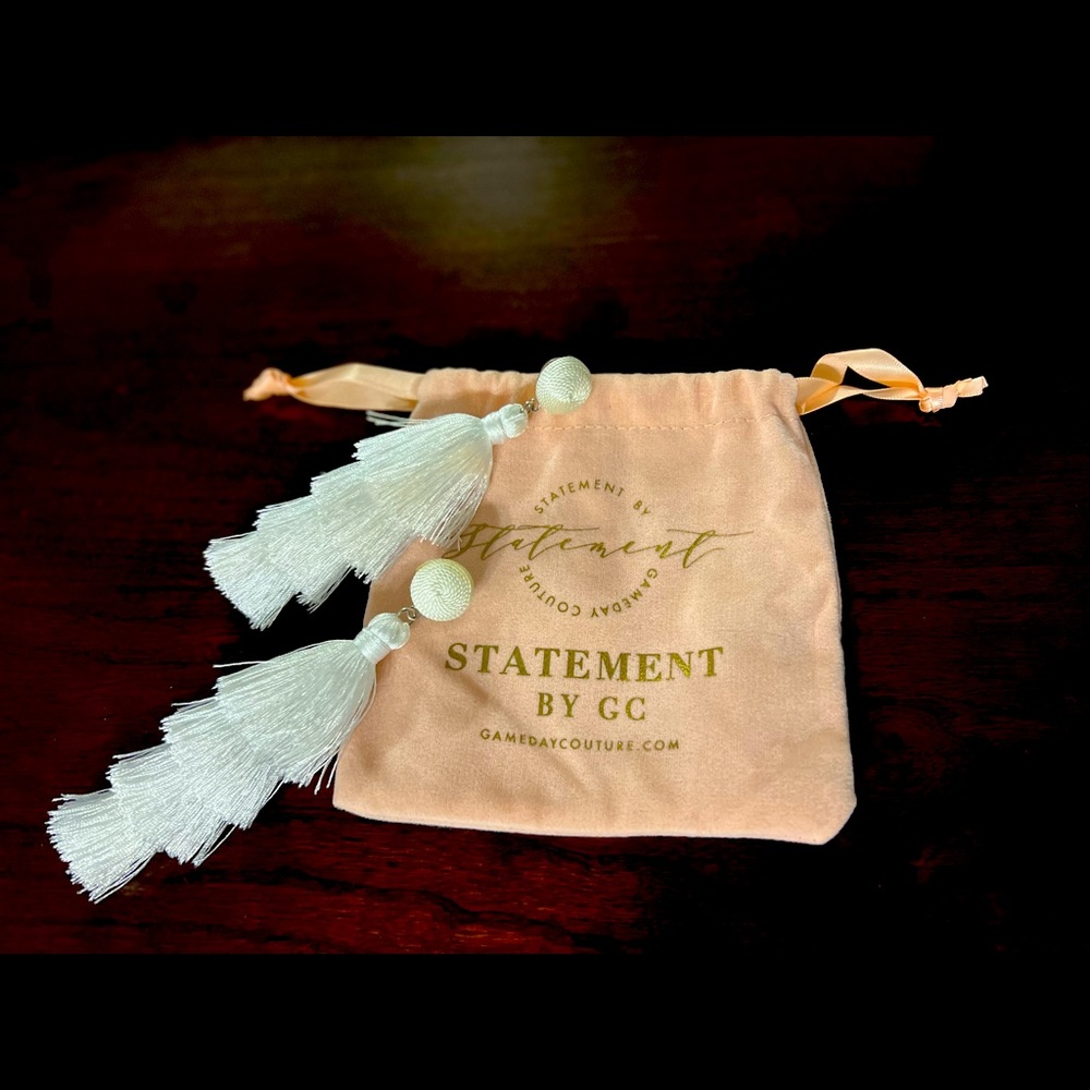 White tassel earrings
